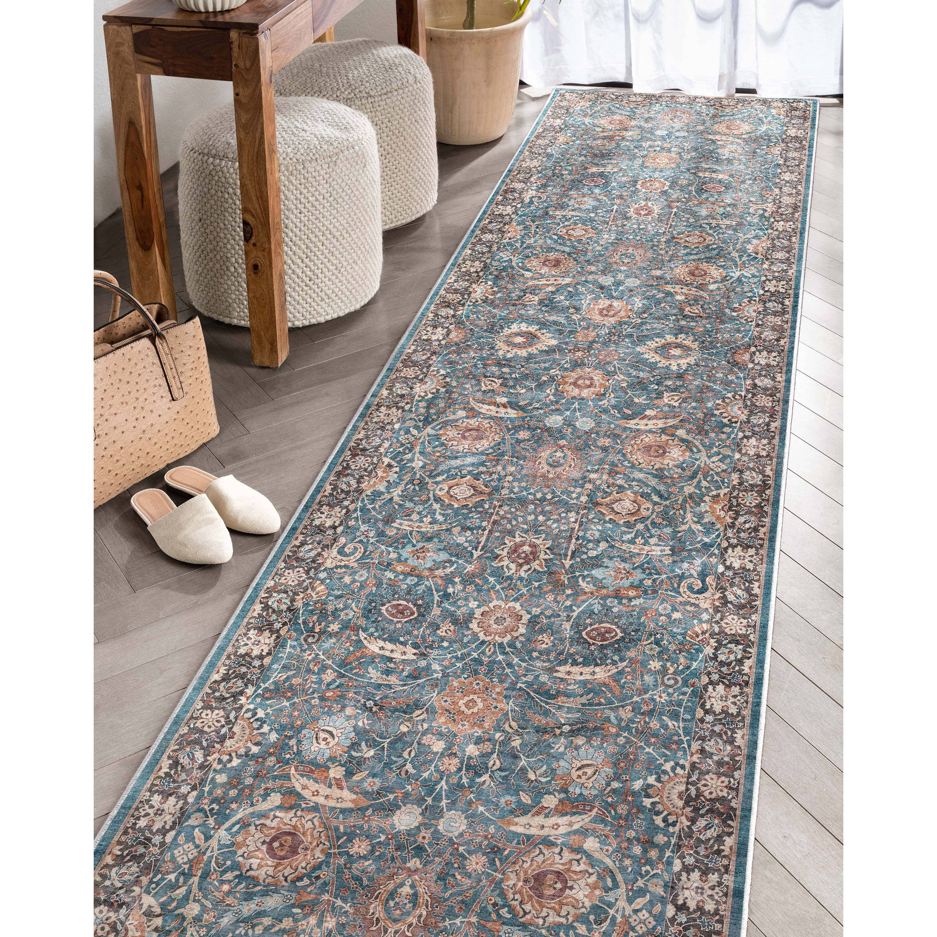 Well Woven - Vendita all'ingrosso Tappeto - Tappeto Liana Vintage Oriental Teal a trama piatta10