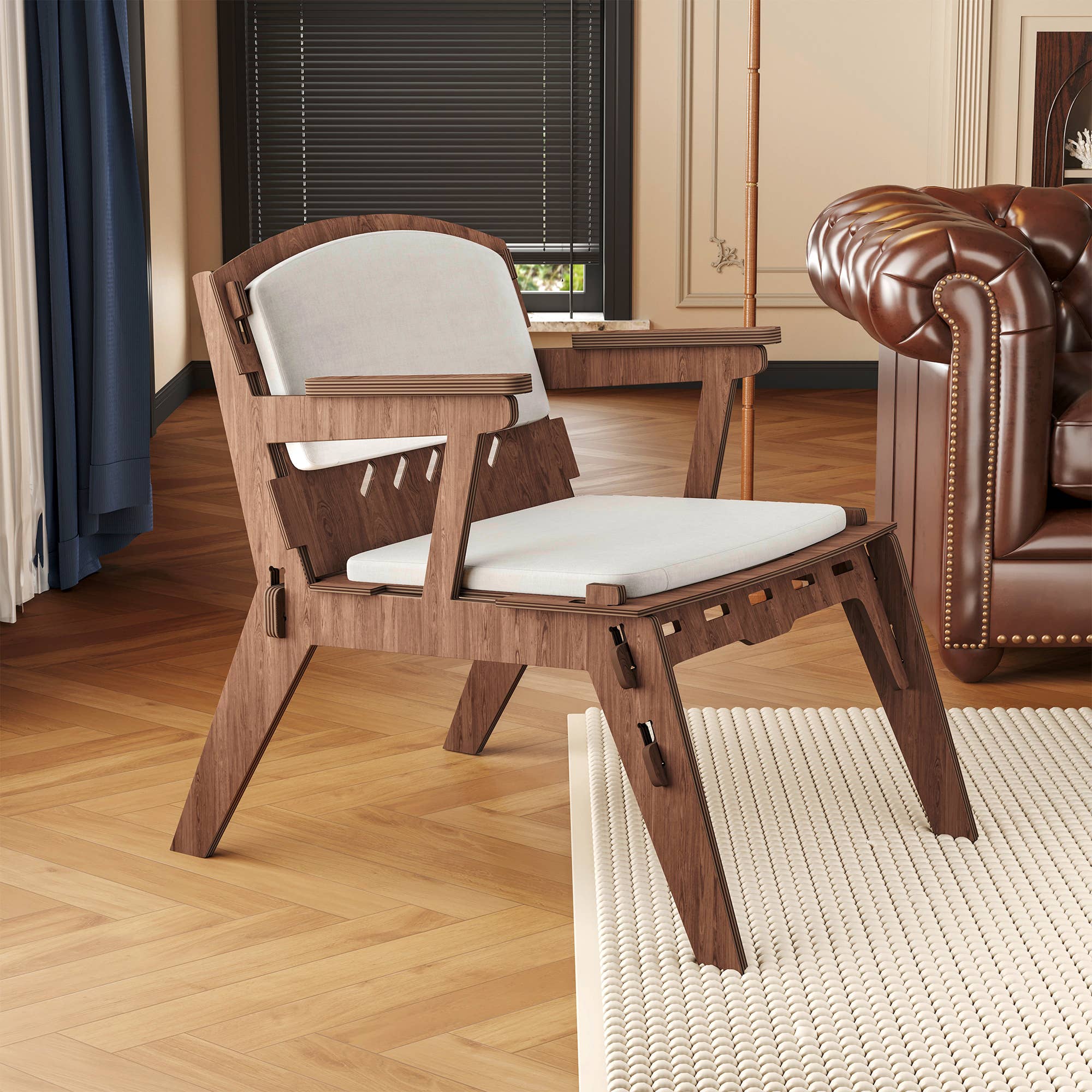 P | O Homeware - Wholesale Chair - Simple Walnut Look Accent Chair - Easy Assembly for Fun3