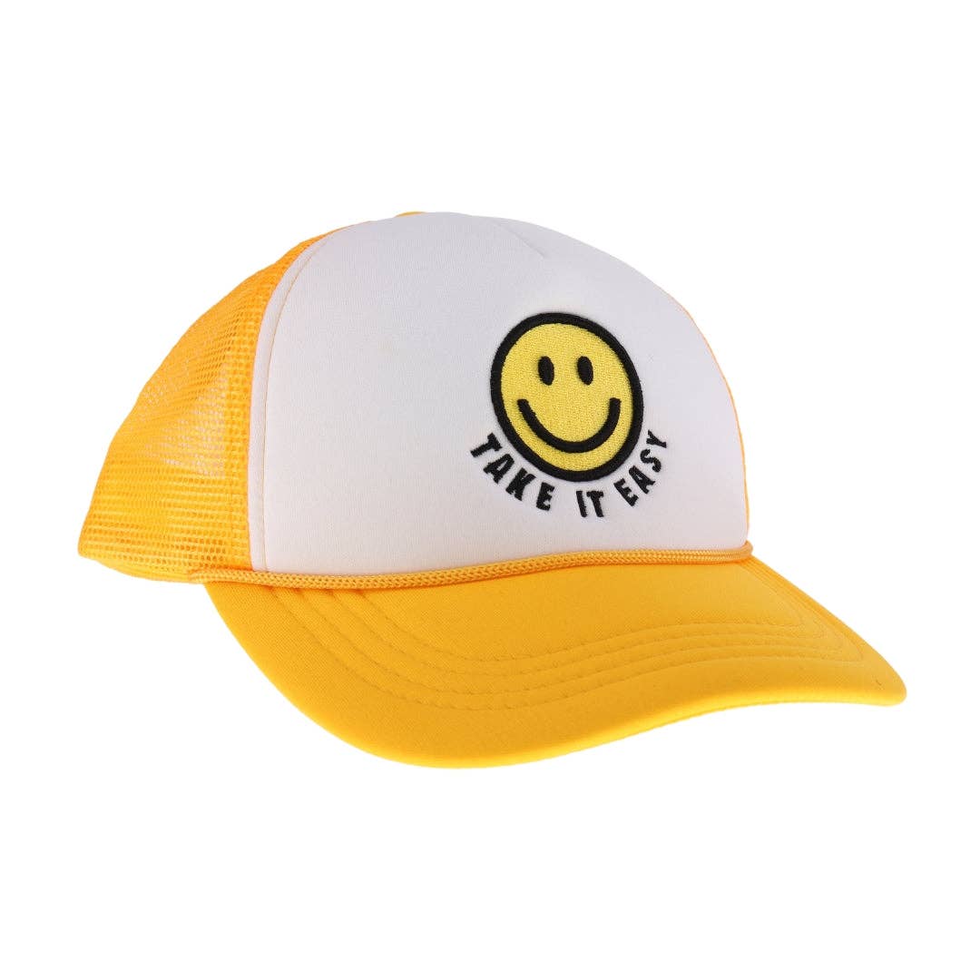 C.C Beanie - Wholesale Trucker Hat - Women's - Take it Easy Smiley Face C.C Trucker Ball Cap TCB012