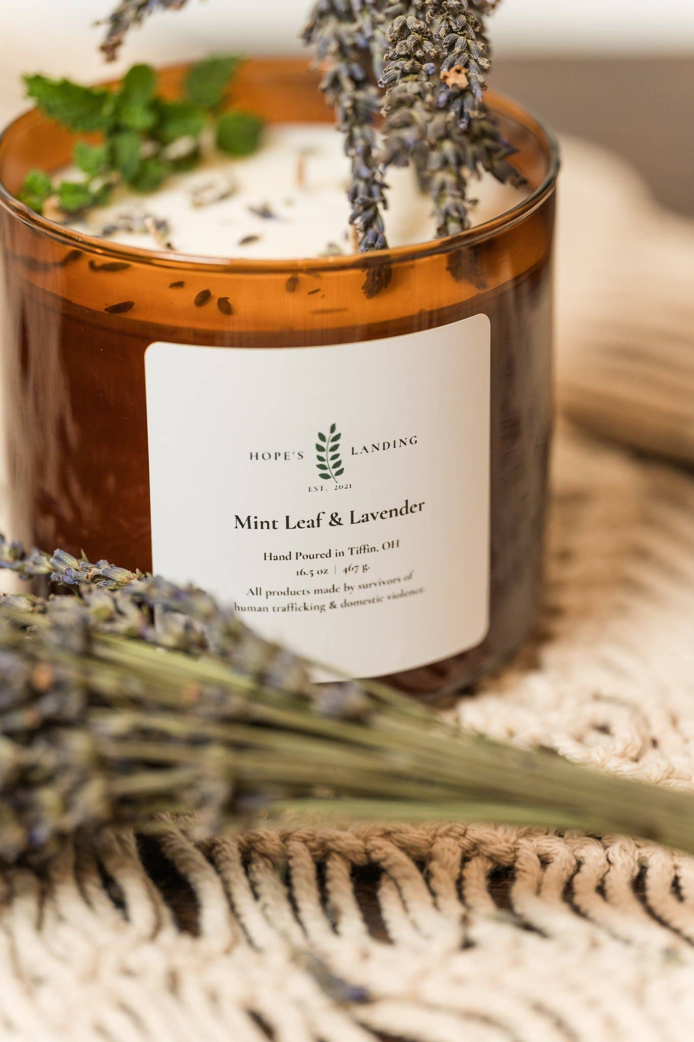 Hope's Landing - Wholesale Jar/Filled Candle - Mint Leaf and Lavender Candle2