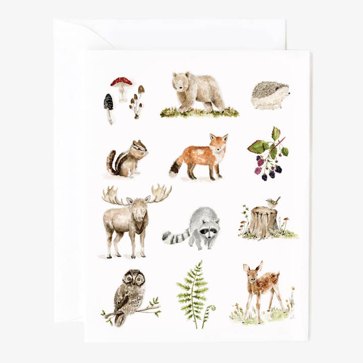 woodland notecard for wholesale by emily lex studio