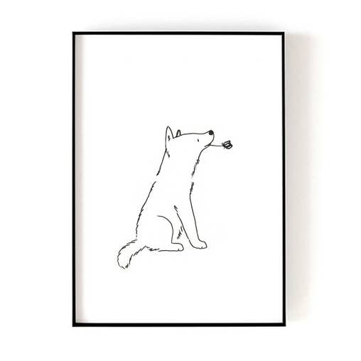 Kunstdruck --- Hund mit Rose für den Großhandel von Chloe & Helen