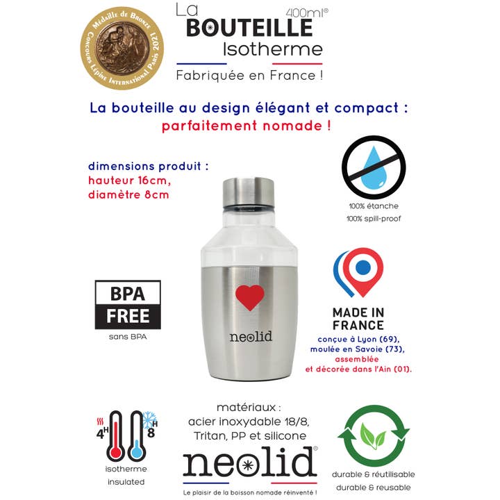 neolid – Großhandel Trinkflaschen – Die isotherme Flasche aus Frankreich 400ml Crush