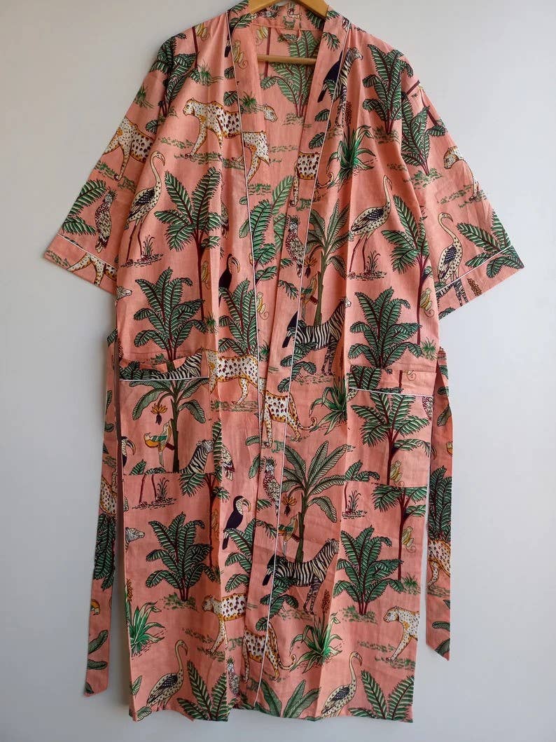 bhavnas boutique - Wholesale Robe - Women's - Handmade Cover up Bath Robe Floral Print Women's long Kimono2