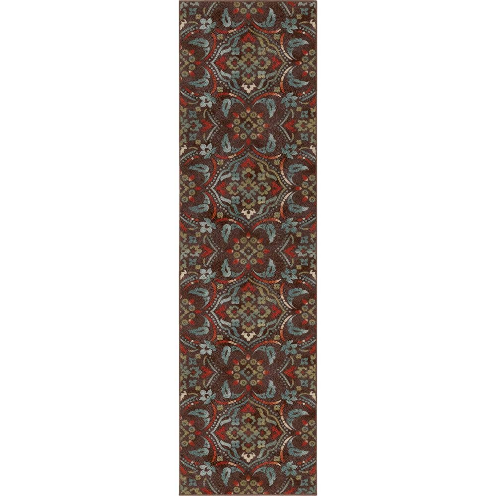 Well Woven - Wholesale Area Rug - Florence Brown/Grey Floral Flat-Weave Cotton Backing Rug0