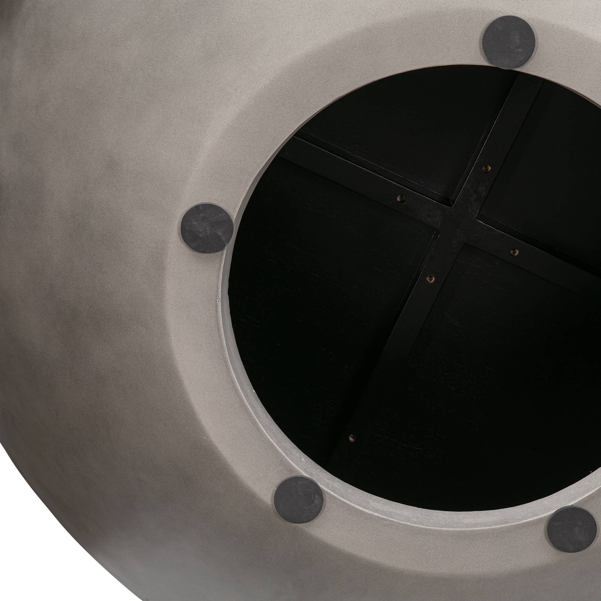 HomeRoots - Wholesale Coffee Table - 48" Black And Gray Solid Wood And Concrete Round Coffee Table4