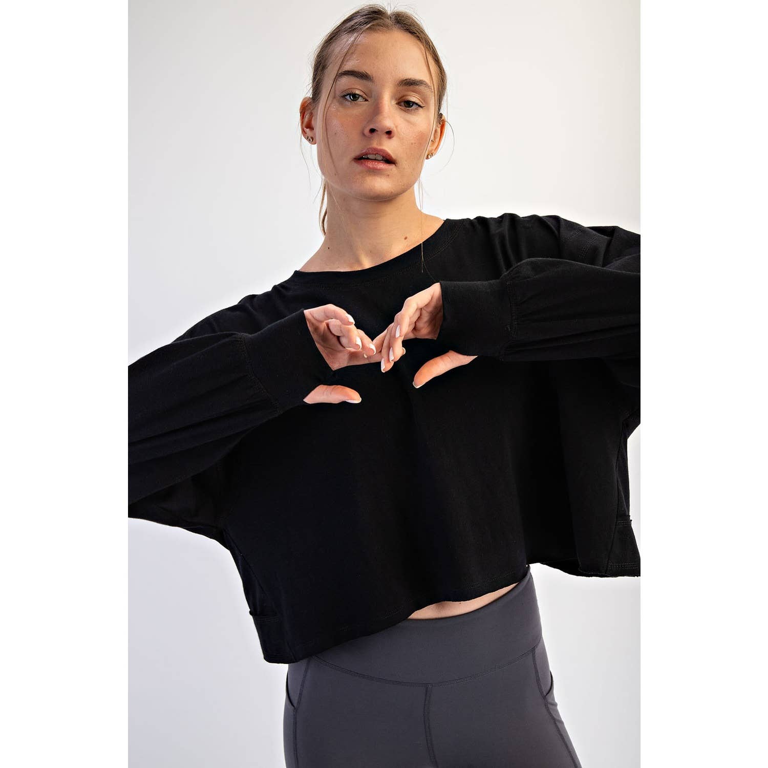 Rae Mode - Wholesale Lounge Top - Women's - COTTON SLUB OPEN BACK LONG SLEEVE TOP23