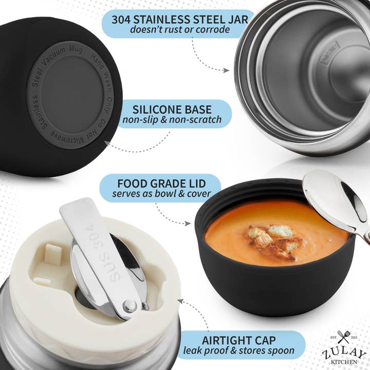 Zulay Kitchen - Wholesale Food Storage Container - 16oz Vacuum Insulated Food Jar Stainless Steel Lunch Jar3