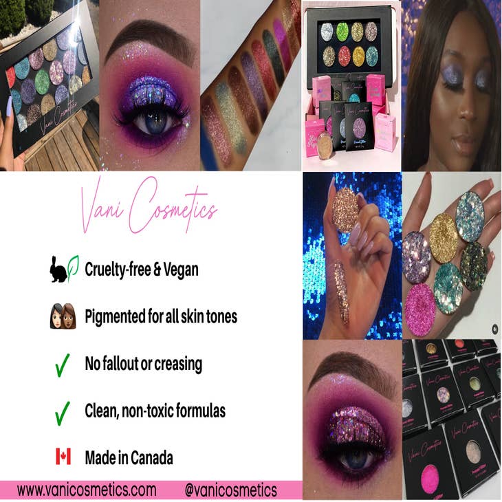 Purple Pink Pressed Glitter Eyeshadow, Vani Cosmetics