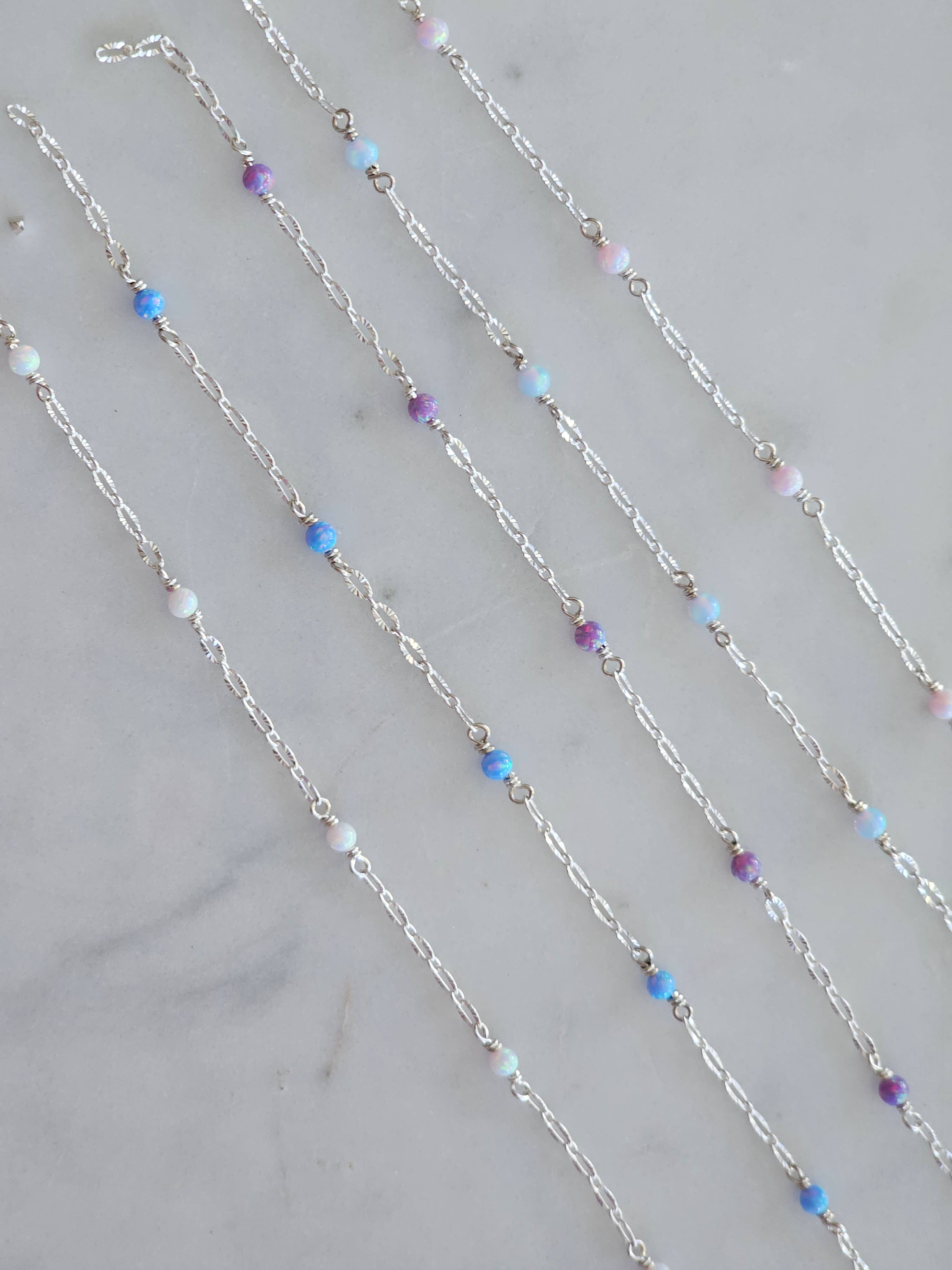 Half Moon Jewelry Designs - Vente Bracelets maillon et chaîne - Chaîne perlée d'opale au mètre, Or rempli/Argent sterling10