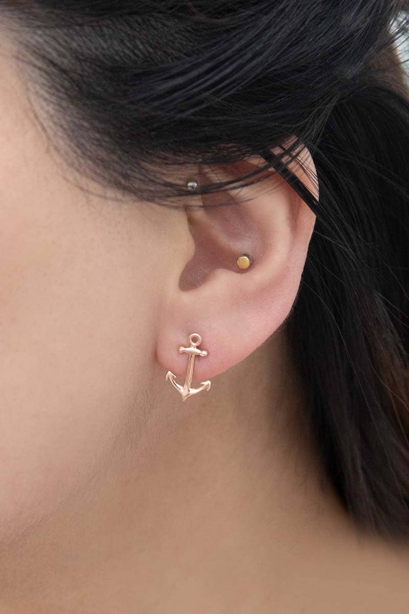 Lovoda - Wholesale Stud/Post Earrings - Anchor Earrings (18K Rose & 24K Gold)7