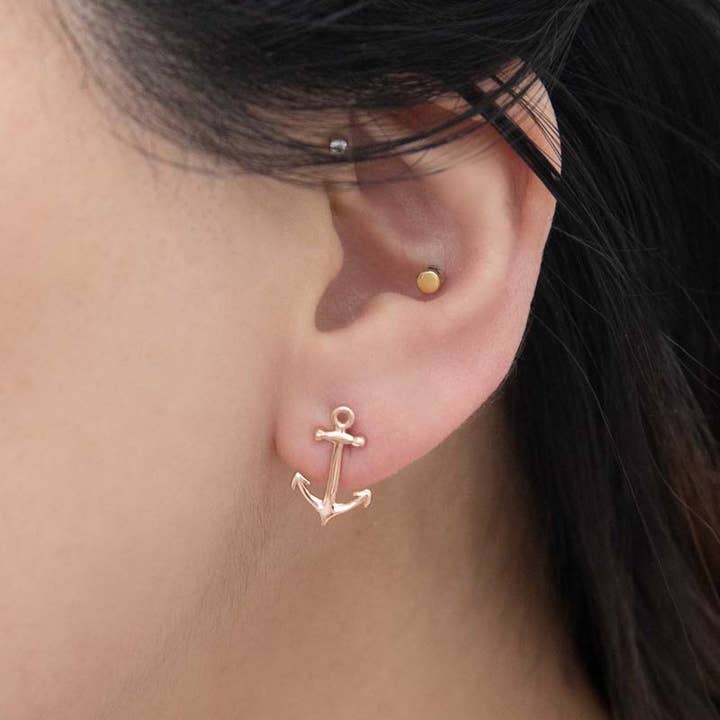 Lovoda - Wholesale Stud/Post Earrings - Anchor Earrings (18K Rose & 24K Gold)7