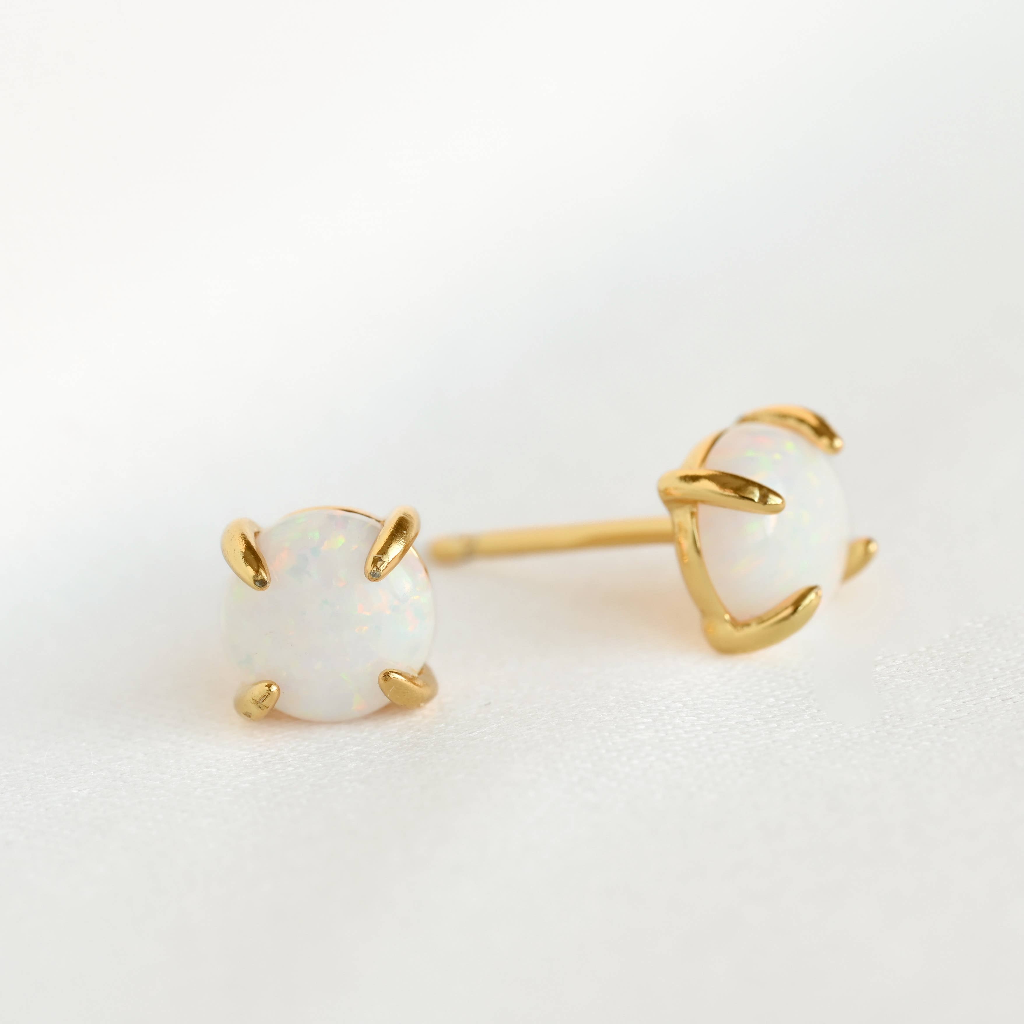 Blueyejewelry - Wholesale Stud/Post Earrings - 925 Silver Opal Studs - Sterling Silver Round Opal Earrings 3