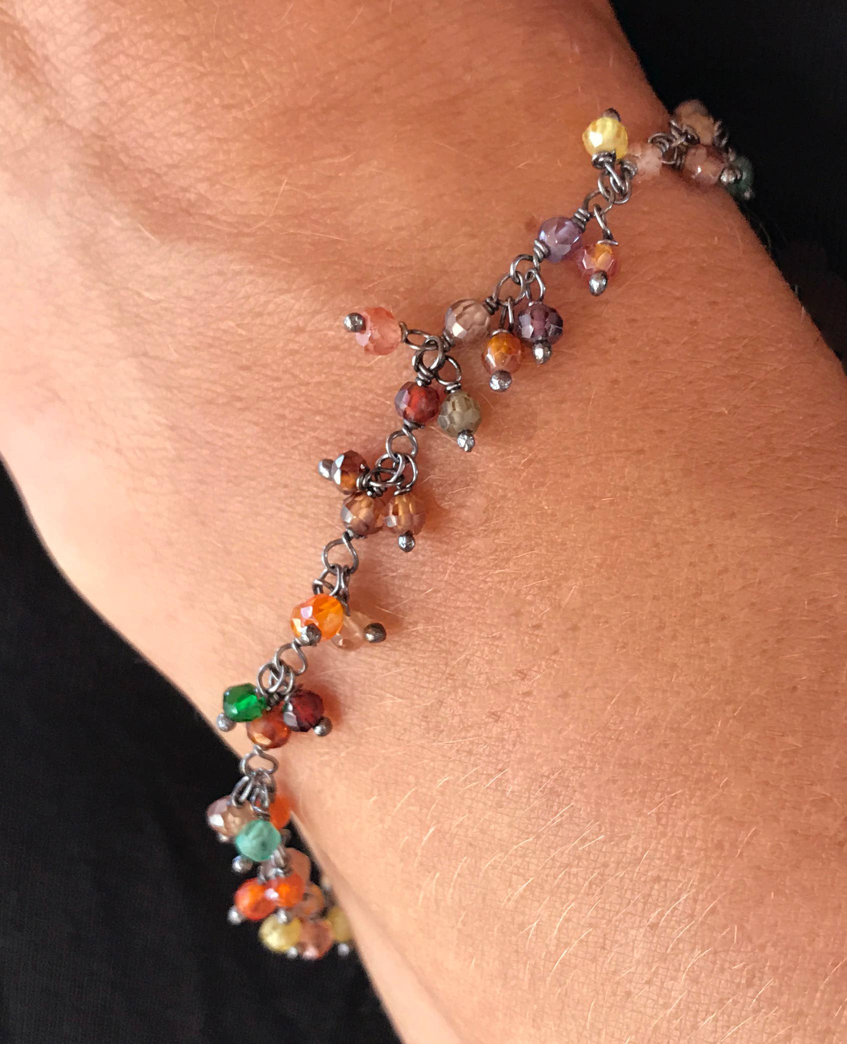 REMOVED BRAND - Wholesale Link & Chain Necklace - Colorful Cz Flutter Chain in Silver1