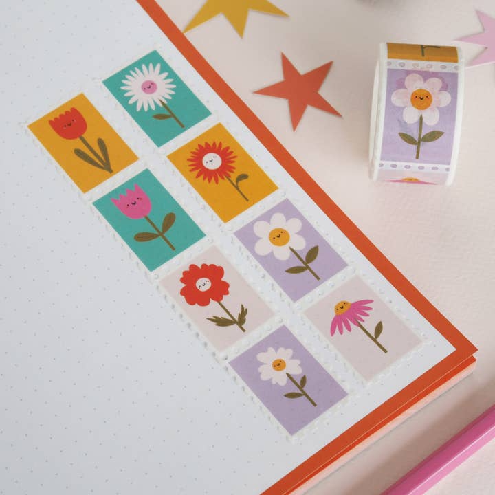 Flower Postage Stamp Washi Tape for wholesale by Nutmeg and Arlo