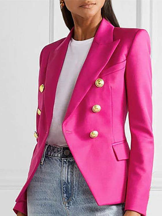 houndstooth print buttoned blazer coat for wholesale by Fashion Combination