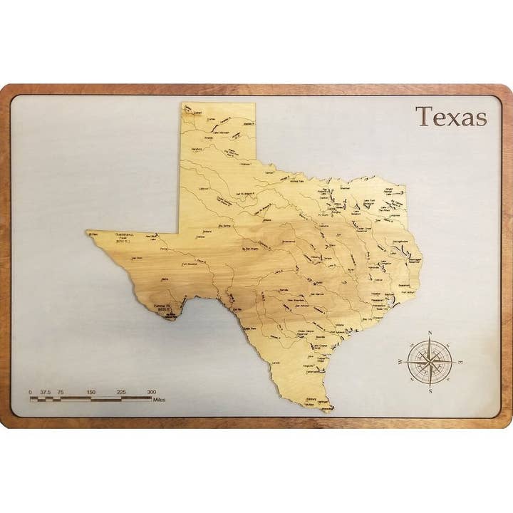 Carte en bois du Texas pour la vente par Meridian Maps