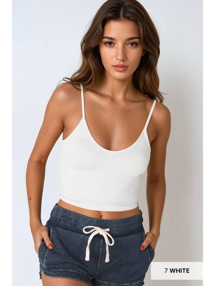 NIKIBIKI - Wholesale Tank Top - Women's - NS8036 - RIBBED V NECK CROP TOP