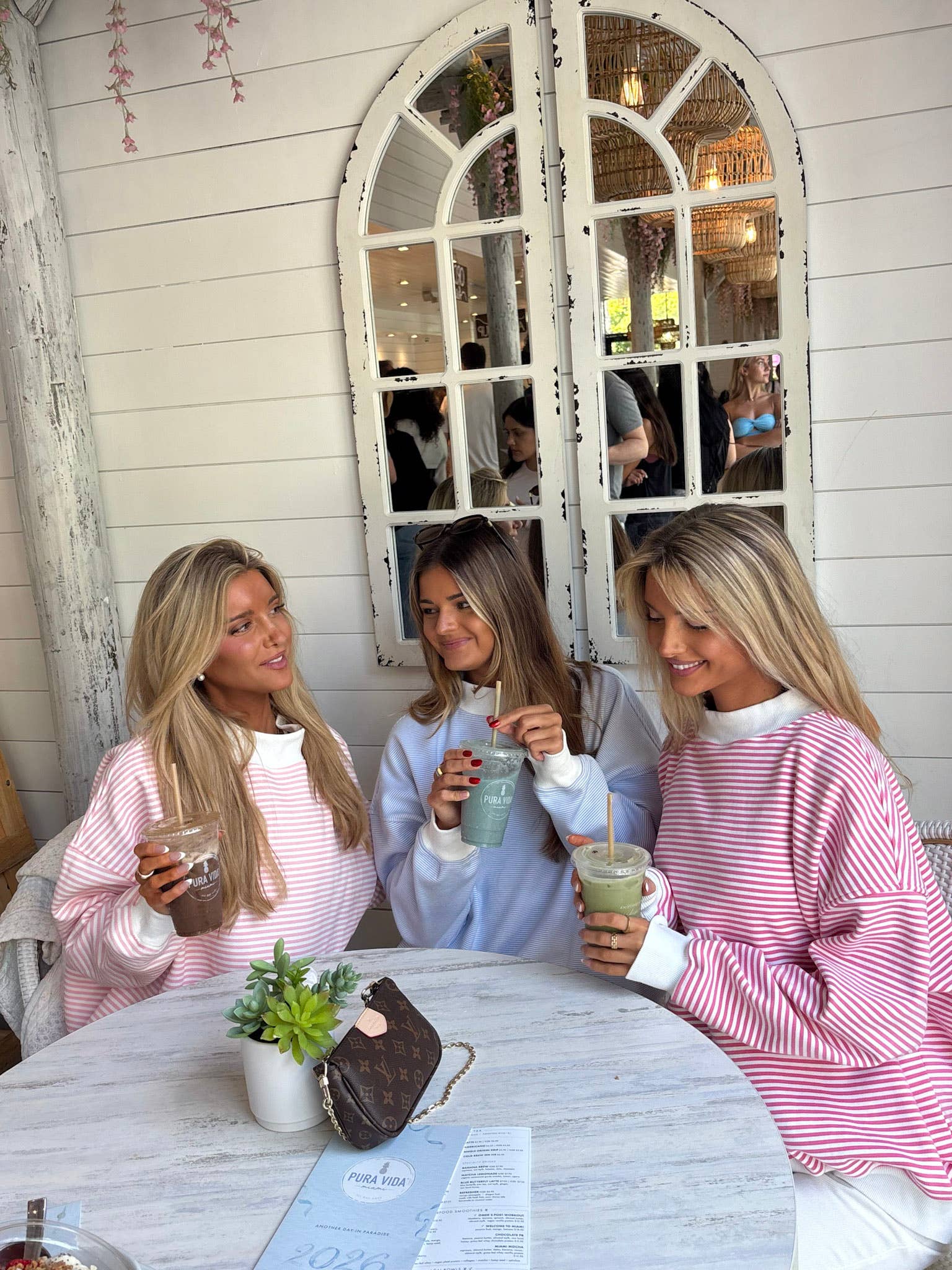 Blue and White Mini Striped Mockneck Sweatshirt for wholesale on Faire21