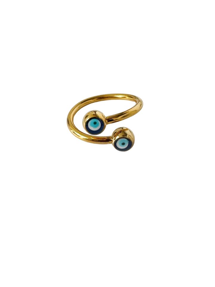 Evil Eye Wrapped Ring Adjustable for wholesale by FRESHALAMODE / fashionably protected