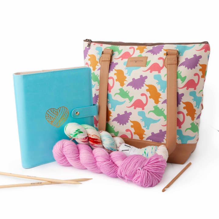 Twice Sheared Sheep - Wholesale Knitting/Crochet Supplies - Dino Mega Trinity Bag – Large Zippered Knitting Project Bag5