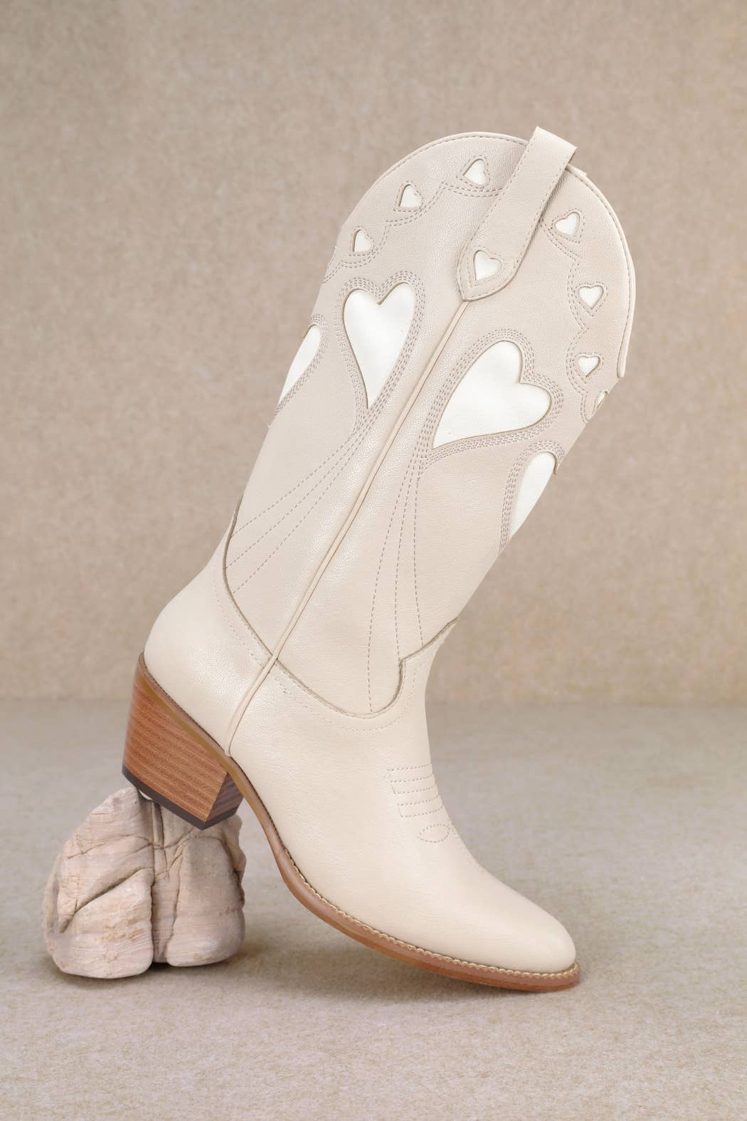 OFF WHITE MIRA HEART CUTOUT DESIGN WESTERN MID-CALF BOOTS for wholesale on Faire1