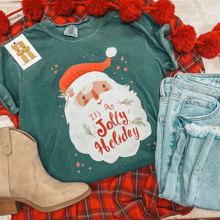 Southern Babe Wholesale - Wholesale T-Shirt (Graphic) - Women's - ITS A JOLLY HOLIDAY TEE (BLUE SPURCE CC)0