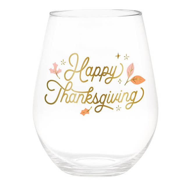 Wine Glass - Happy Thanksgiving for wholesale by Slant Collections by Creative Brands