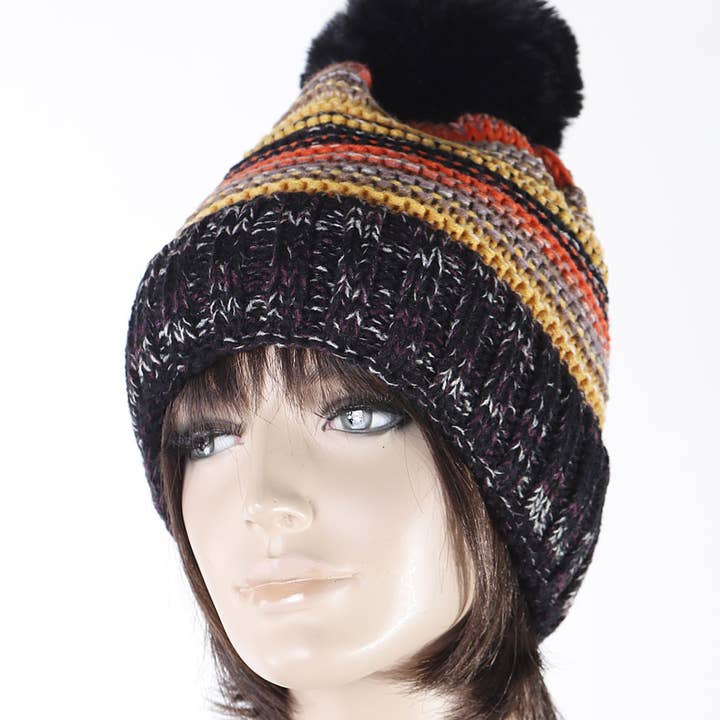 Striped N Knitted Beanie for wholesale by 3AM BY H&D ACCESSORIES