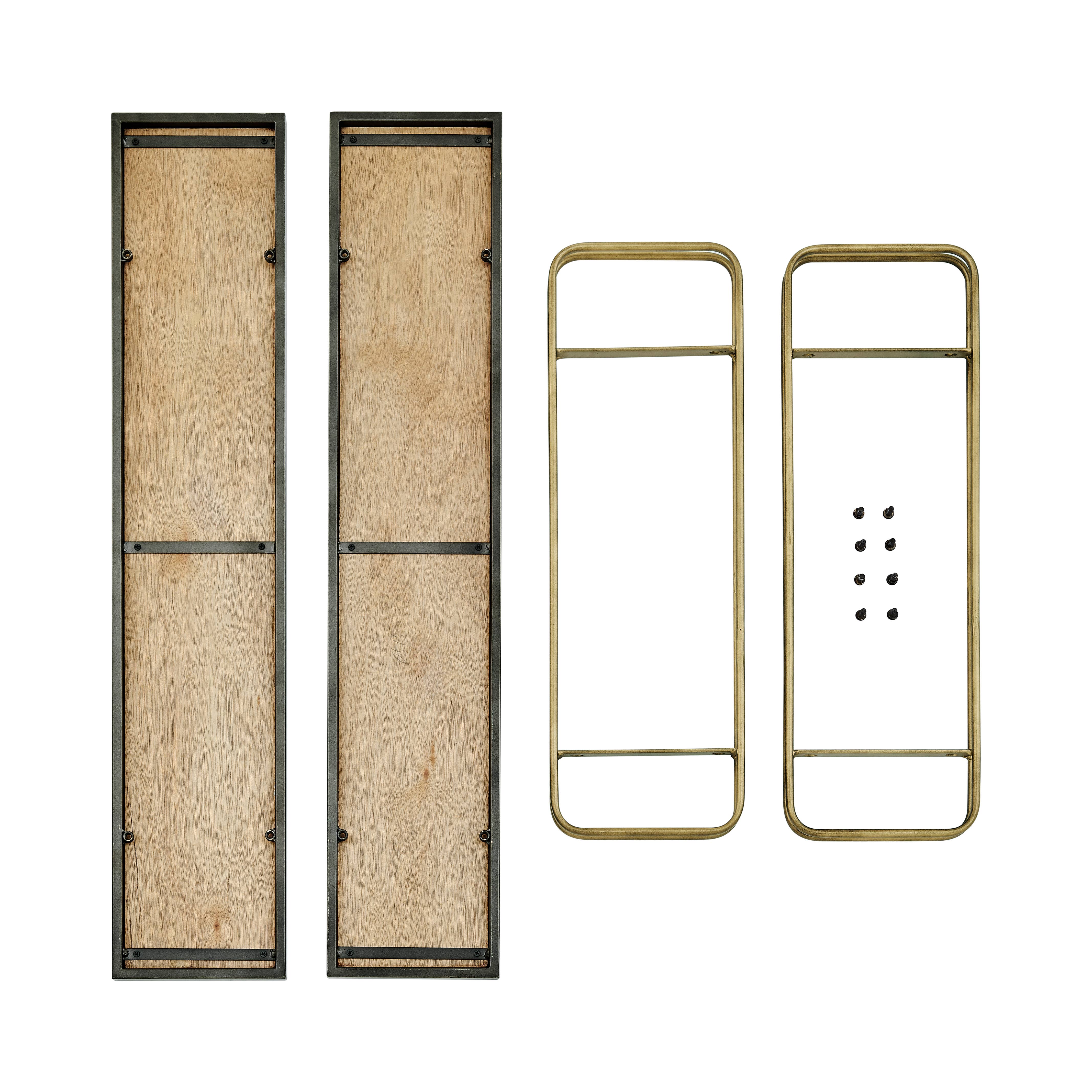 Danya B - Wholesale Wall Mounted Shelf - Danya B. Two-Tier Warm Gold and Washed Oak Brown Wall Shelf9