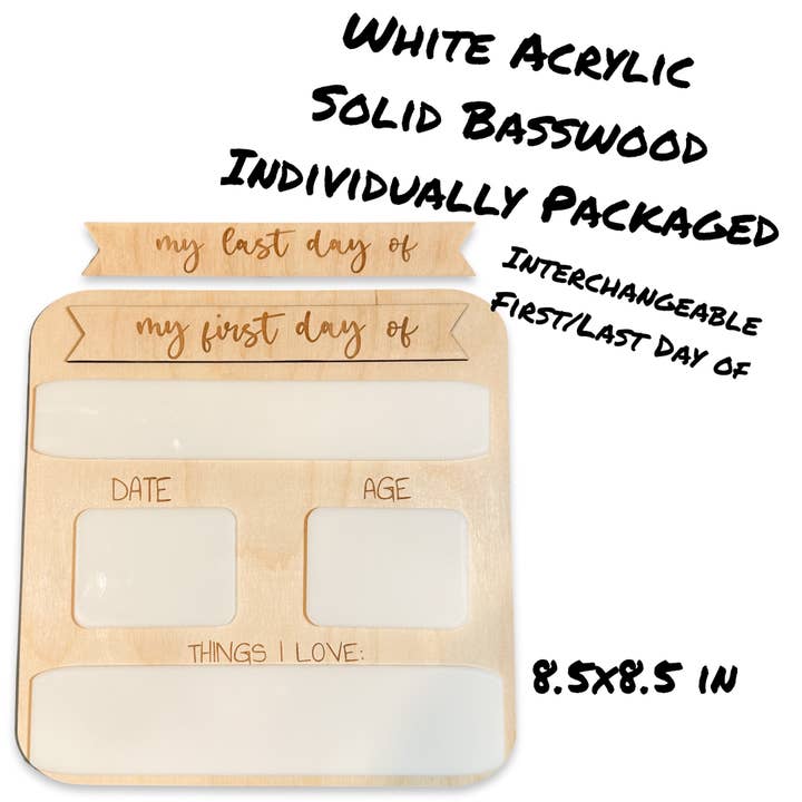 Interchangeable First Last day of School Daycare Board Wood for wholesale by Kendalia Barn