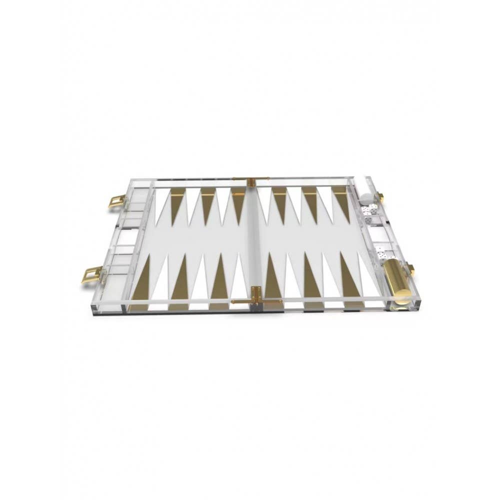 AULICA - Wholesale Board Game - White and gold acrylic backgammon set2