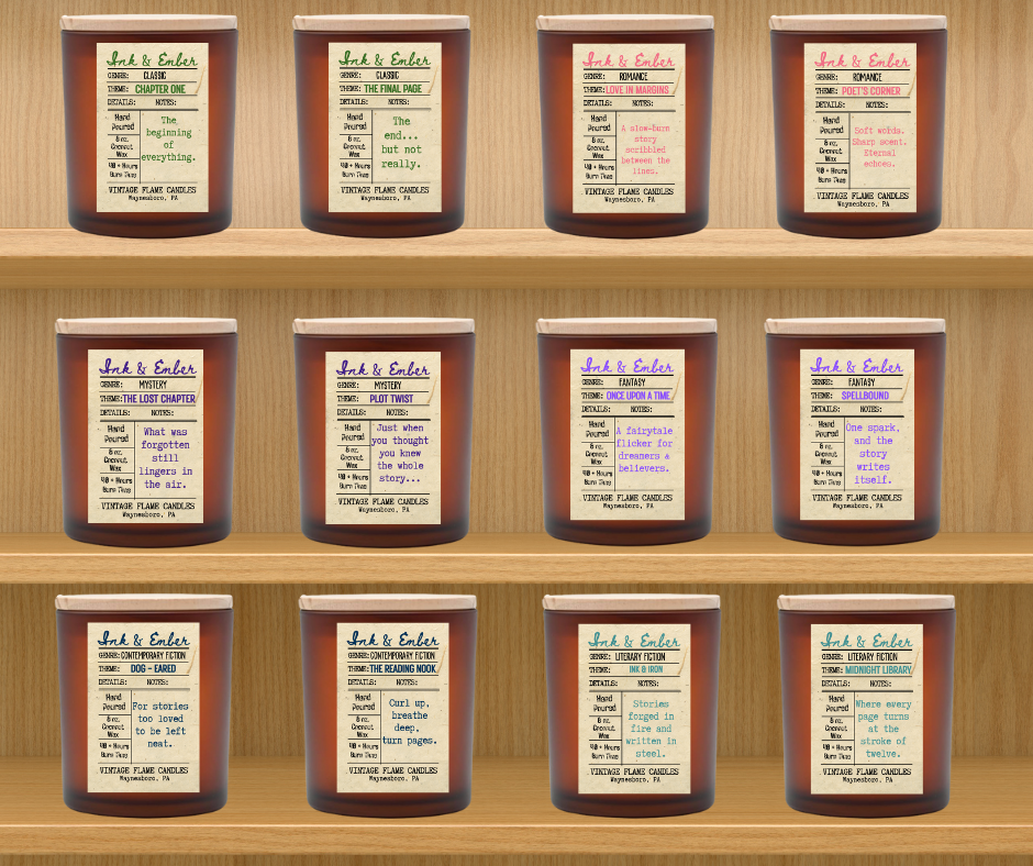 The Vintage Flame Candles - Wholesale Jar/Filled Candle - Dark Academia -  Ink & Ember Collection  2