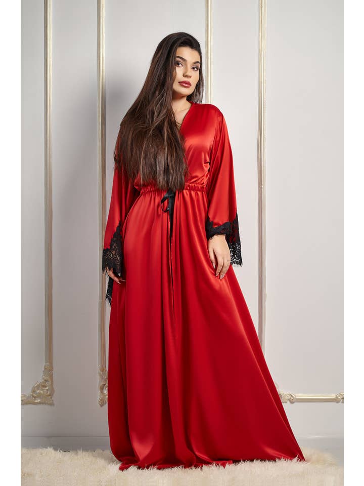 KÂFEMME and Co - Vente Peignoir – femme - Peignoir long en soie Elvyra1