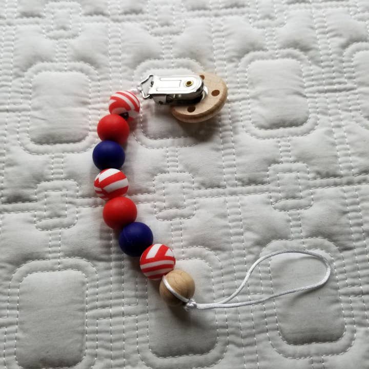 D & C TOYS - Wholesale Teether (Not Clip-On) - Baby - American Flag Silicone Beads Teething Clip - Patriotic