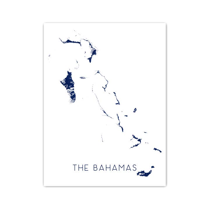 Bahamas Map Print - The Bahamas Wall Art Prints, Bahamas Islands Poster Maps for wholesale by Maps As Art