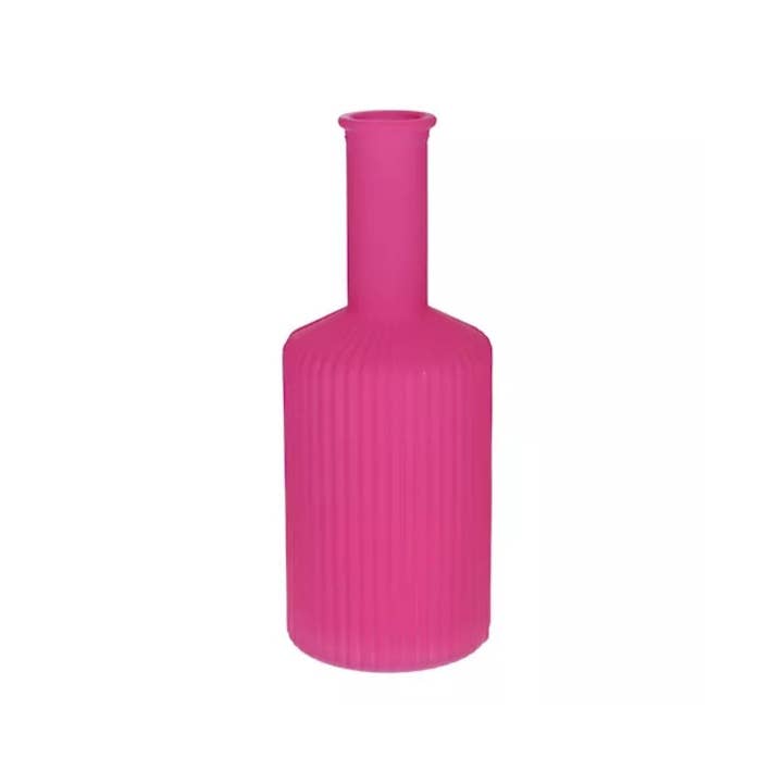 Vase Caro Lines Neck Matte Fuchsia 20.5cm for wholesale by Wildflowers by Floriette