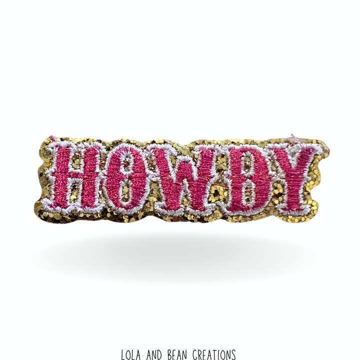 Howdy Chenille Patch, Country Trucker Hat, Heat Activated for wholesale by Lola & Bean Creations