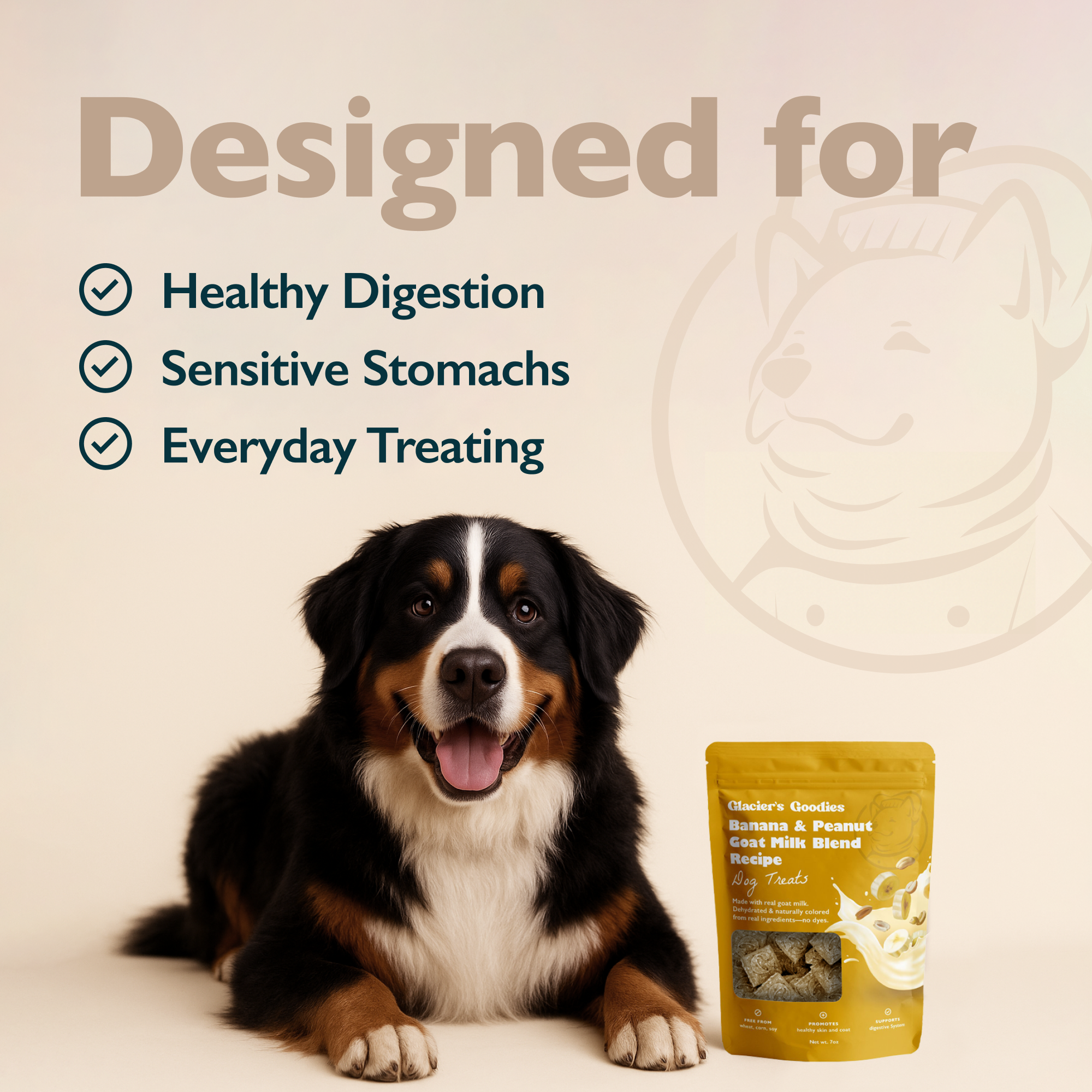 Glacier's Goodies - Wholesale Pet Treats - Dog - Goat Milk Dog Treats – Banana & Peanut (7oz) 6pack2