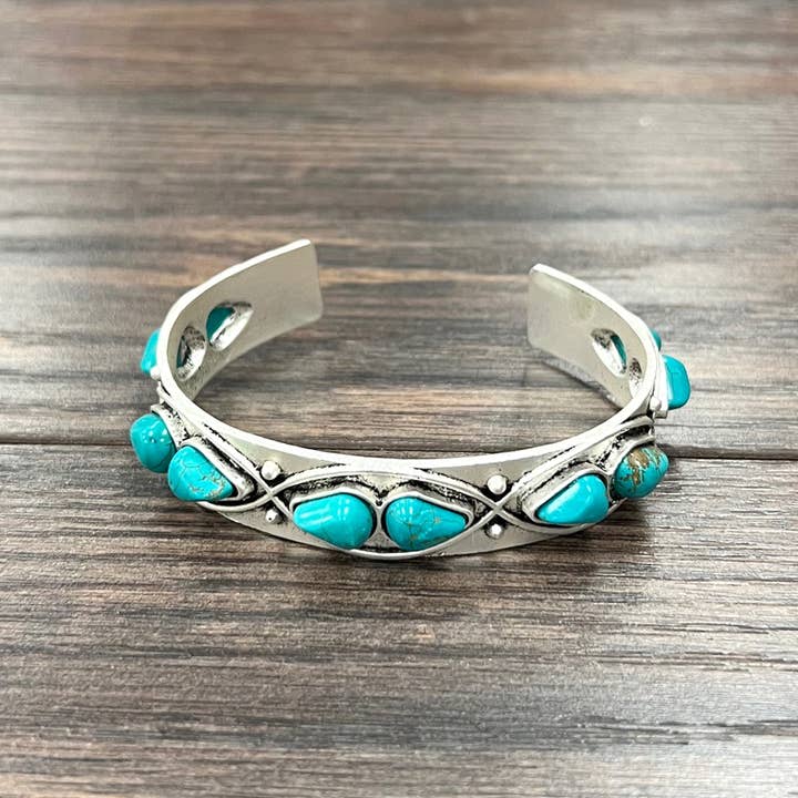 ISAC Trading Inc - Wholesale Cuff Bracelet - 710924, Turquoise Cuff Bracelet