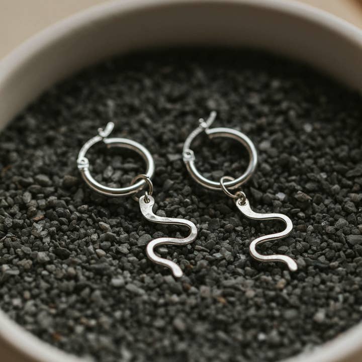 Hello Adorn - Wholesale Hoop Earrings - Snake Charms | 14kt Gold Fill + Sterling Silver
