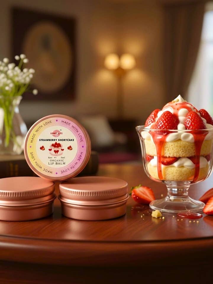 ORGANIC STRAWBERRY SHORTCAKE SCENTED LIP BALM for wholesale by KANDY AROMA
