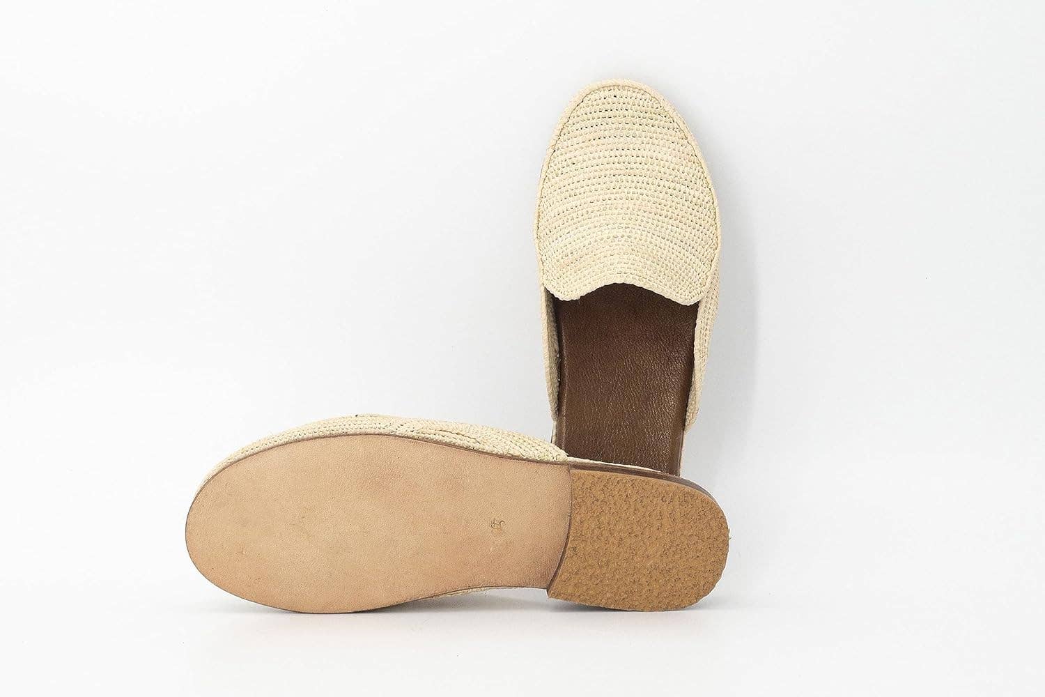 Beige Moroccan Raffia Slippers, Raffia shoes, raffia flats, Raffia for wholesale on Faire3