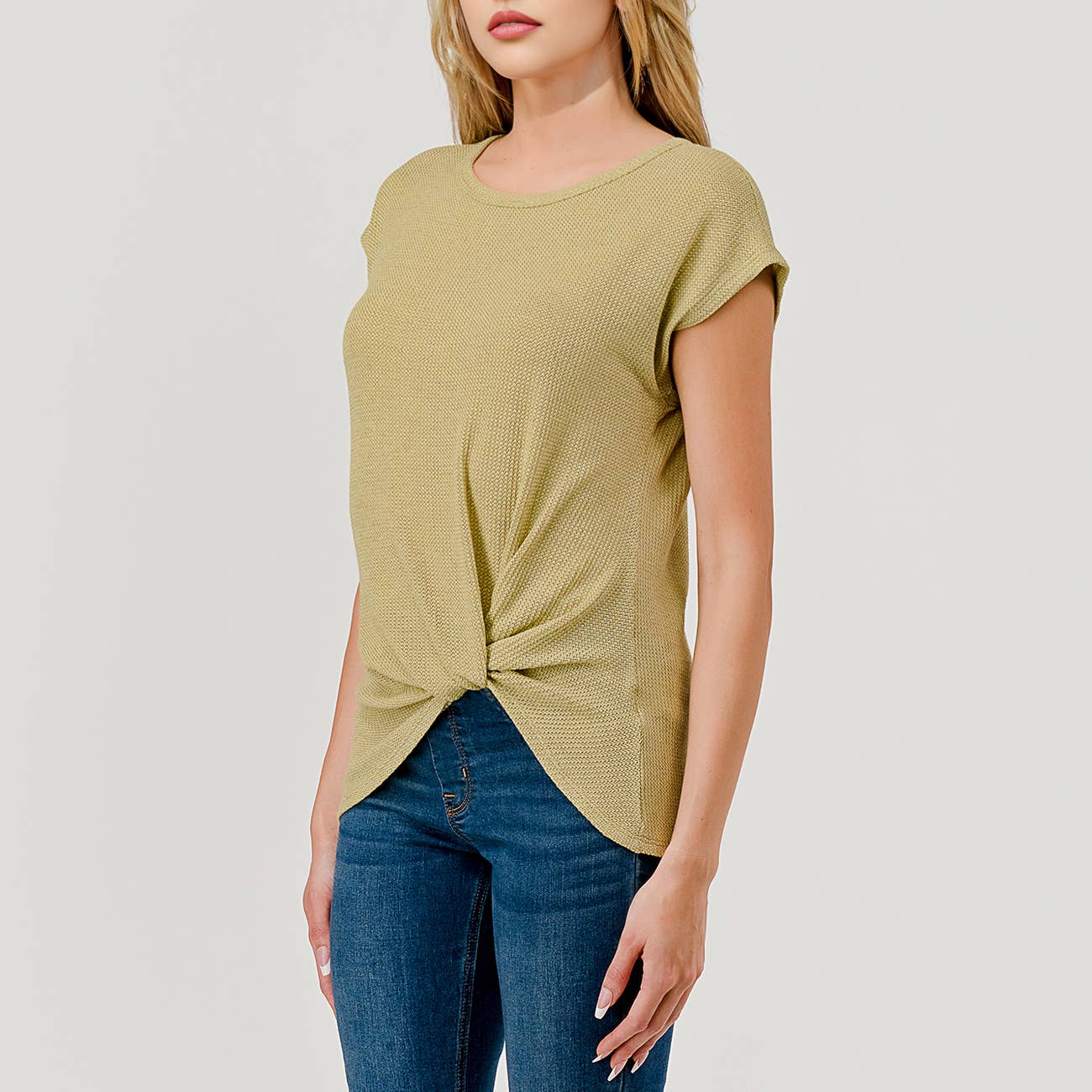 Heimious - Vente Haut en maille – femme - Haut en tricot à manches courtes et nœud décollé, T8058