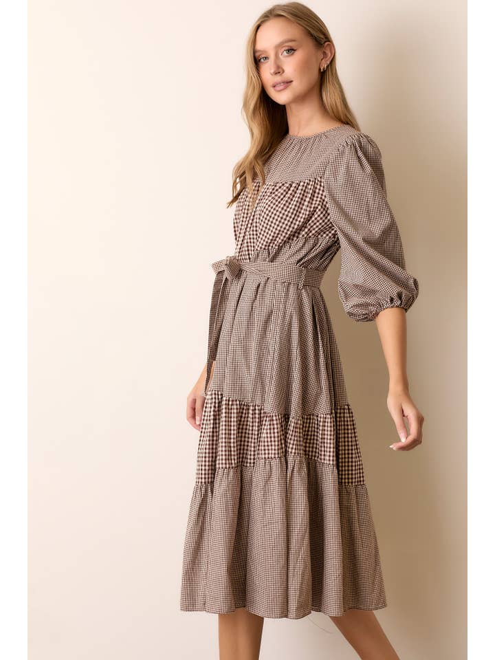 Polagram by Wellmade USA - Venta al por mayor Vestido - Mujer - VESTIDO MIDI CON LAZO EN LA CINTURA