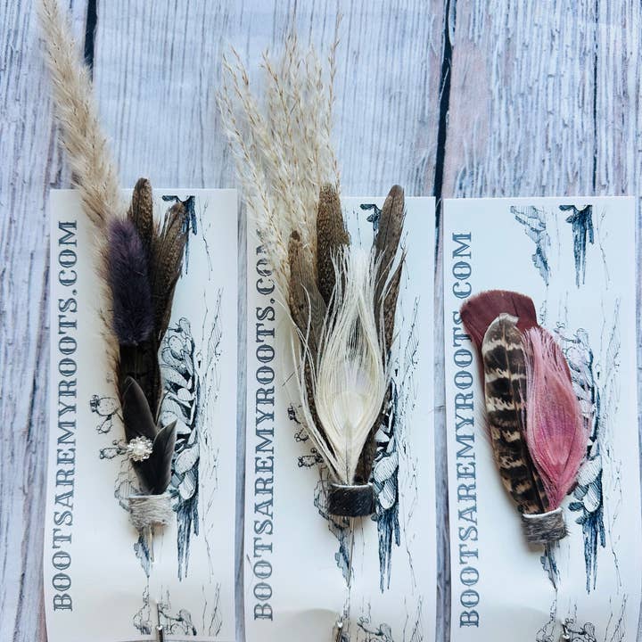 Boots Are My Roots - Wholesale Hat Accessory - Women's - Mixed Feather Hat Pins #15