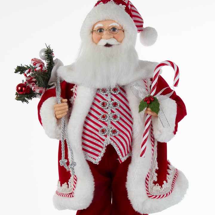 17.5“ KSA Kringles Peppermint Santa for wholesale by Kurt S. Adler, Inc.