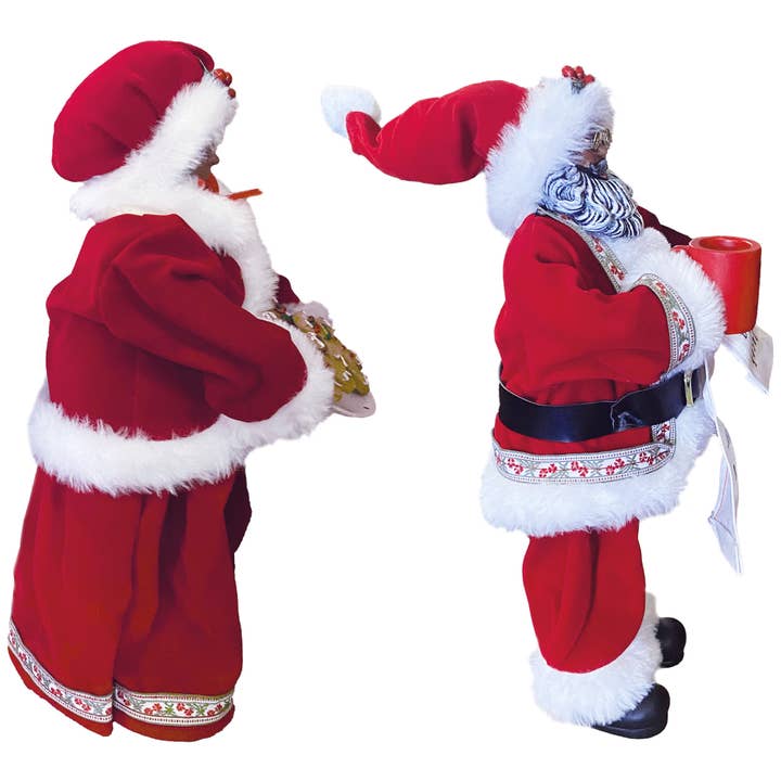 Santa’s Workshop Inc. - Wholesale Christmas Decoration - 12" Black Mr. and Mrs. Claus, Set of 23
