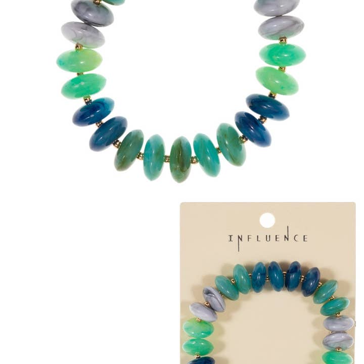 Verita Lane - Wholesale Beaded bracelet - Oval Disk Resin Beads Ombre Mixed Stretch Bracelet3