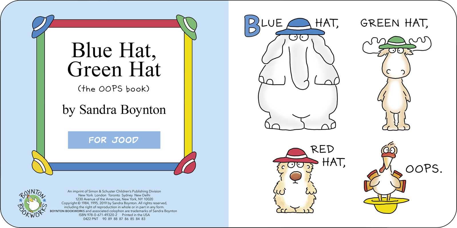 Simon & Schuster - Wholesale Baby & Toddler Book (0-2) - Blue Hat, Green Hat by Sandra Boynton1